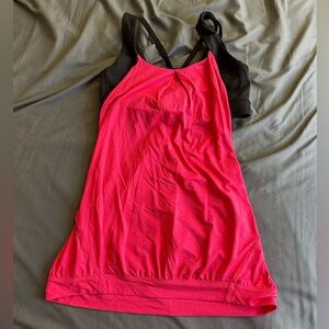 Lululemon tank top bra shirt combo  Pink and Black size 10